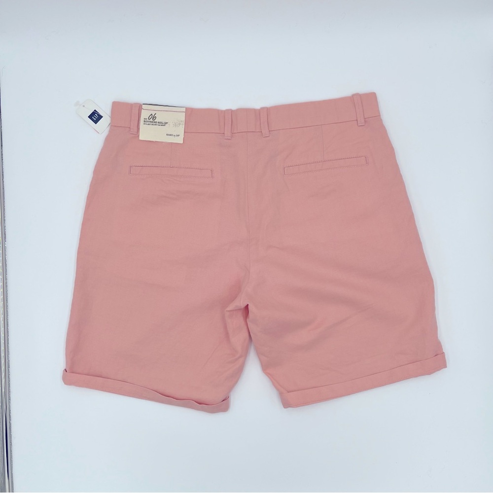 Khakis by GAP Shorts Sz 6 Boyfriend Roll-up Bermuda Pink Linen Cotton Blend - Picture 2 of 5